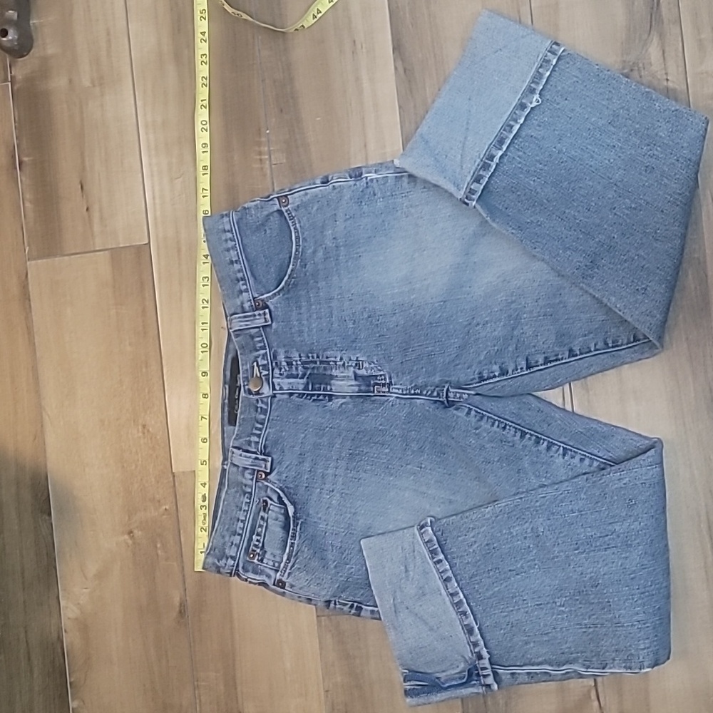 Calvin Klein Capri blue jeans size 12 distressed 5 pocket denim customized - Picture 3 of 11